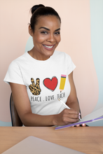 Load image into Gallery viewer, Peace. Love. Teach. T-Shirt